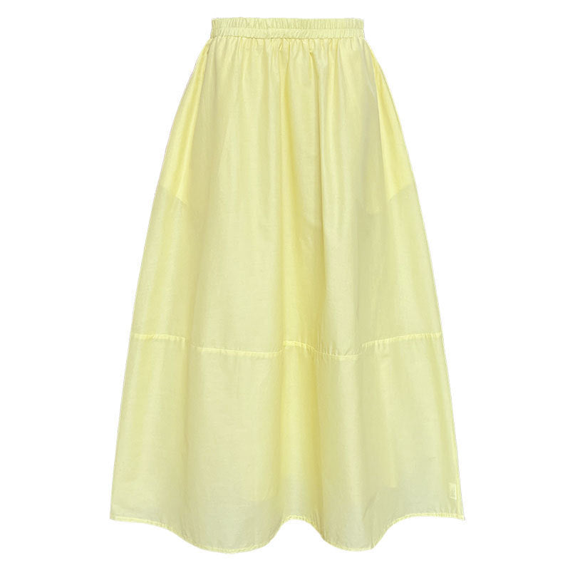 Yellow Skirt High Waist Slimming A- Line Skirt Loose Cover