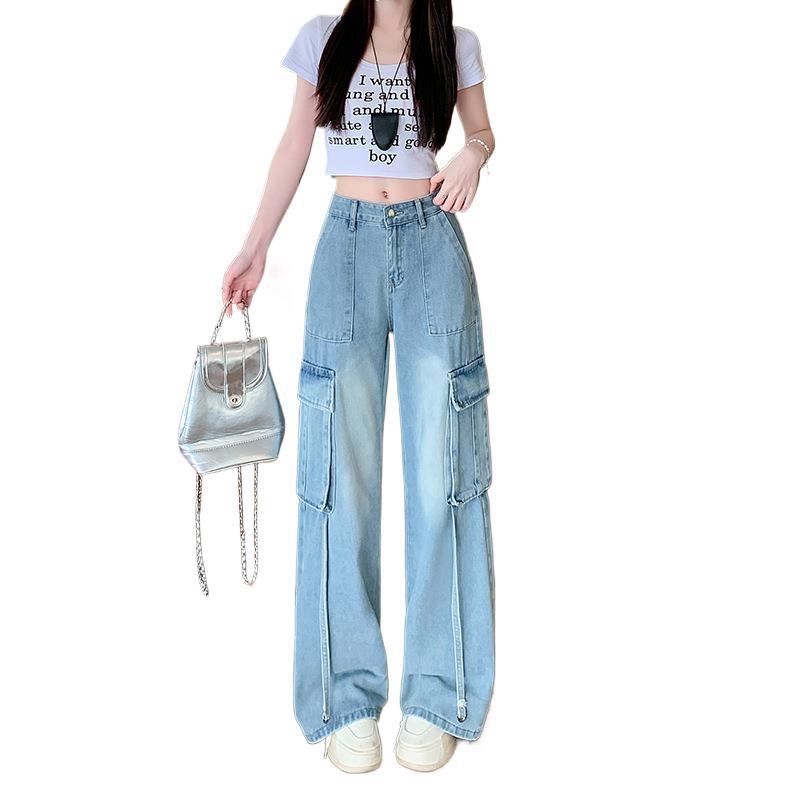 Figure-flattering Straight-leg Floor-length Pants With Large Pocketsversatile And Easy To Style