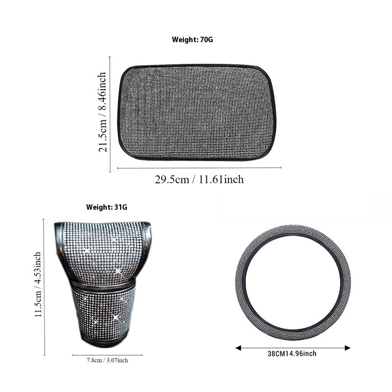 Car Steering Wheel Cover Gear Cover Armrest Box Mat Car Interior Design Suit