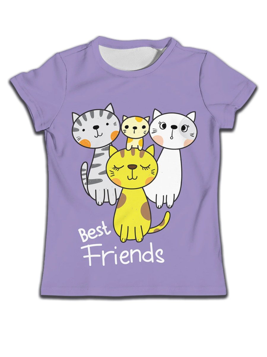Children Boy T-shirt Clothes Casual Soft T-shirt Cute Cat Cartoon Pattern - Eshtree