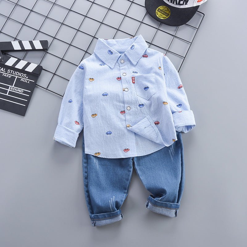 Children's Clothing Autumn Korean Style Autumn Clothing Casual Shirt Two - piece Boy Suit - Eshtree