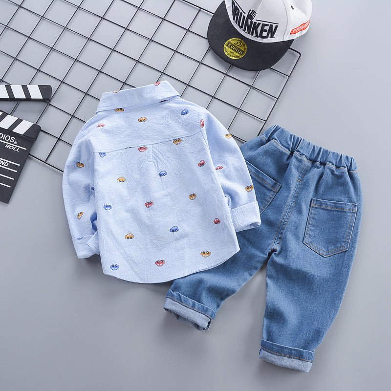 Children's Clothing Autumn Korean Style Autumn Clothing Casual Shirt Two - piece Boy Suit - Eshtree