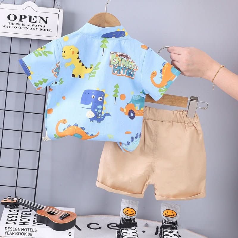 Children's Clothing Summer New Suit Children Cotton Clothes Baby Short Sleeve Shirt - Eshtree