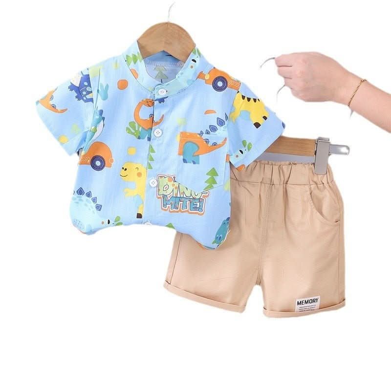 Children's Clothing Summer New Suit Children Cotton Clothes Baby Short Sleeve Shirt - Eshtree