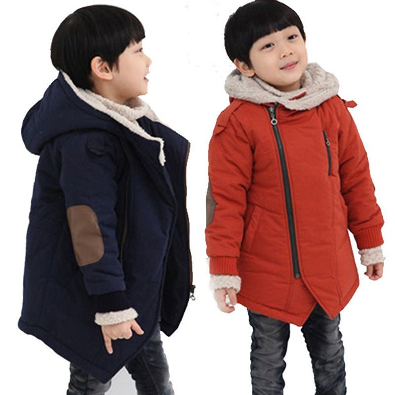 Children's Cotton - padded Jacket Plus Velvet Mid - length Cotton Jacket - Eshtree