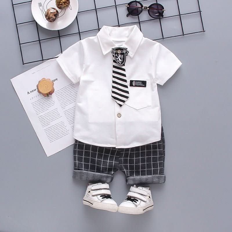 Children's Short - sleeved Shorts Fashion Baby Summer Shoulder Bag Cartoon Suit - Eshtree