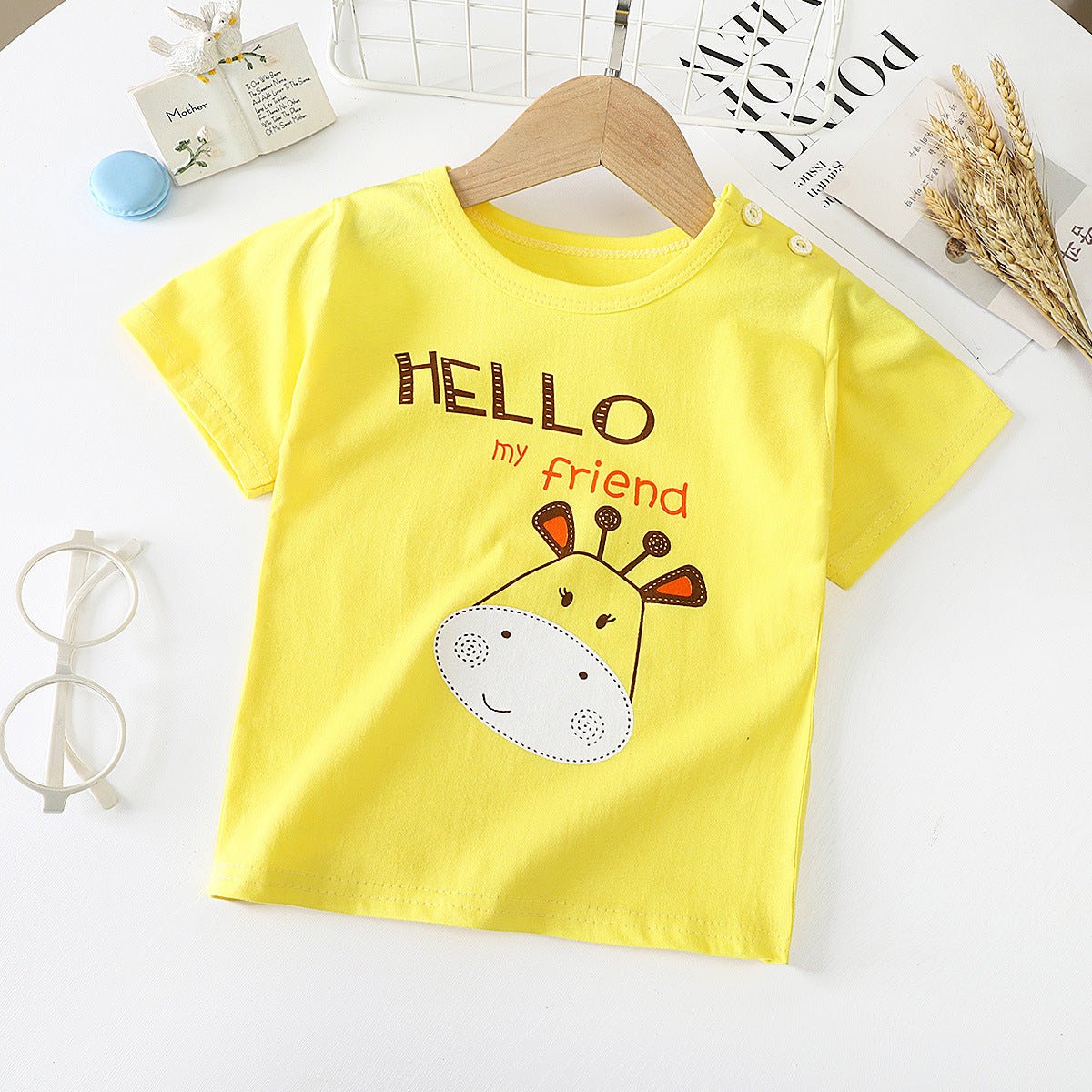 Children's Short - sleeved T-shirt cotton Baby Half - sleeved Bottoming Shirt - Eshtree