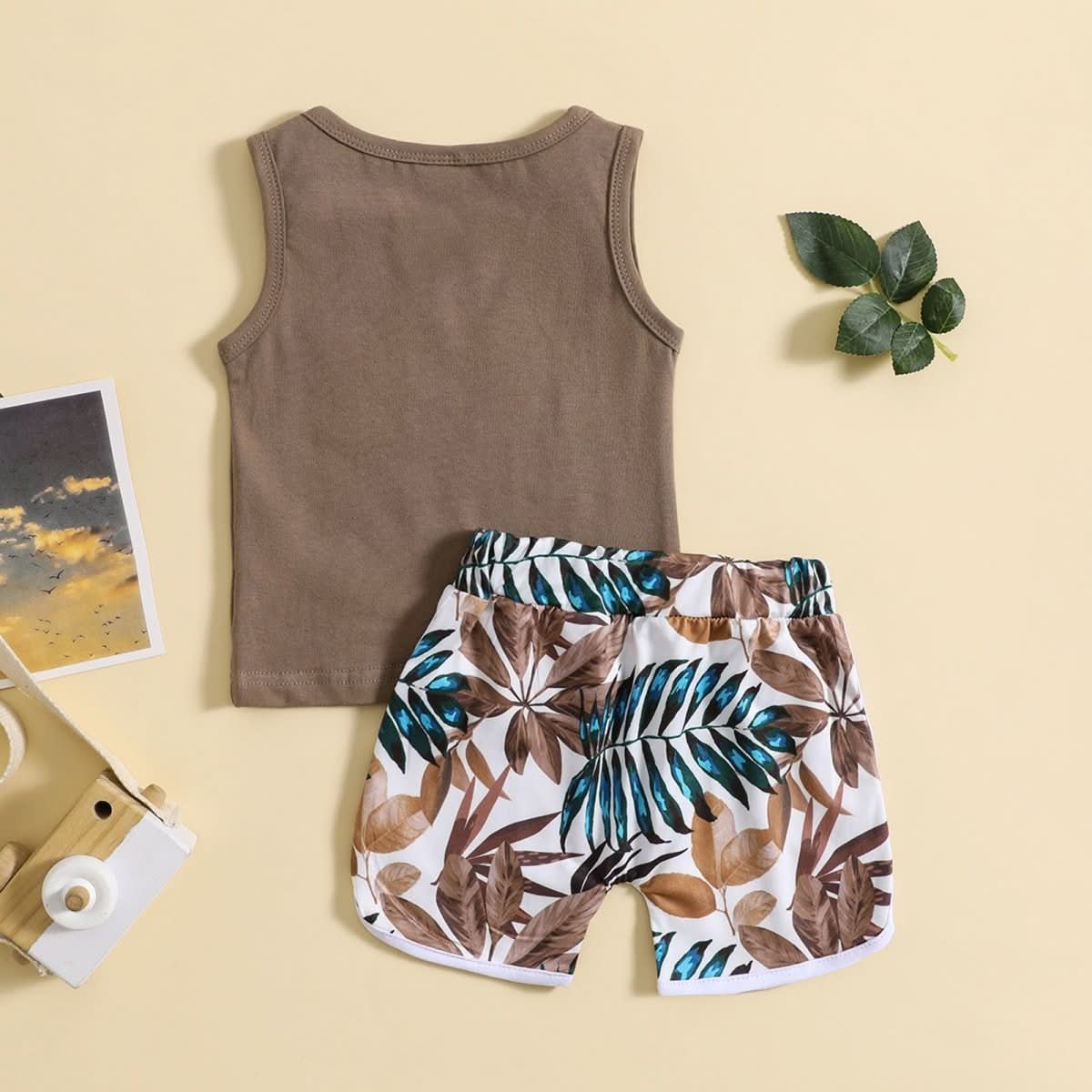 Children's Summer Clothing Casual Letter Print Short - sleeve Cartoon Shorts Suit - Eshtree