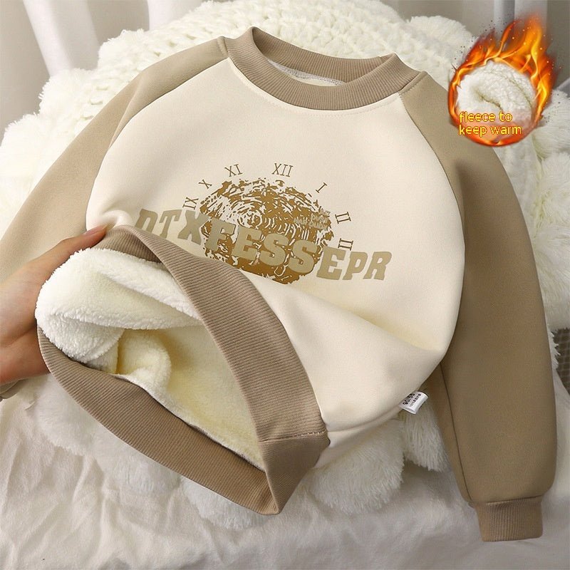 Children's Sweater Fleece - lined Autumn And Winter New Boys Thickened Thermal Outerwear - Eshtree