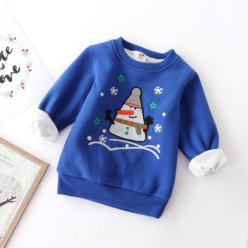 Christmas snowman plus velvet padded baby sweater - Eshtree