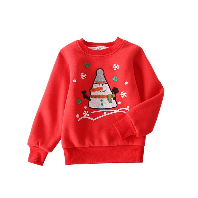 Christmas snowman plus velvet padded baby sweater - Eshtree