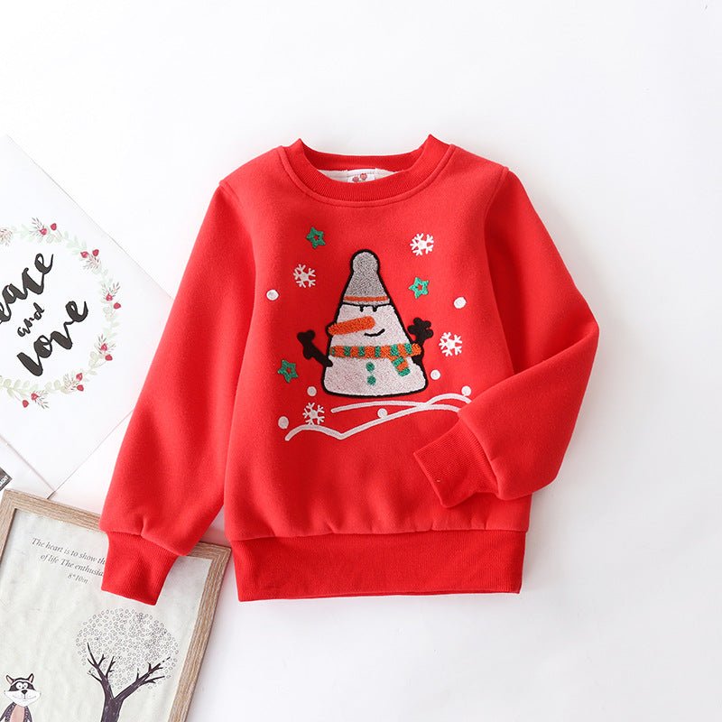 Christmas snowman plus velvet padded baby sweater - Eshtree