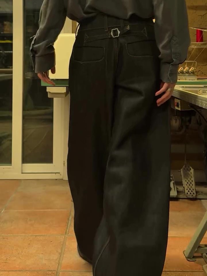 Classic Pocket Denim Wide - Leg Pants - Eshtree