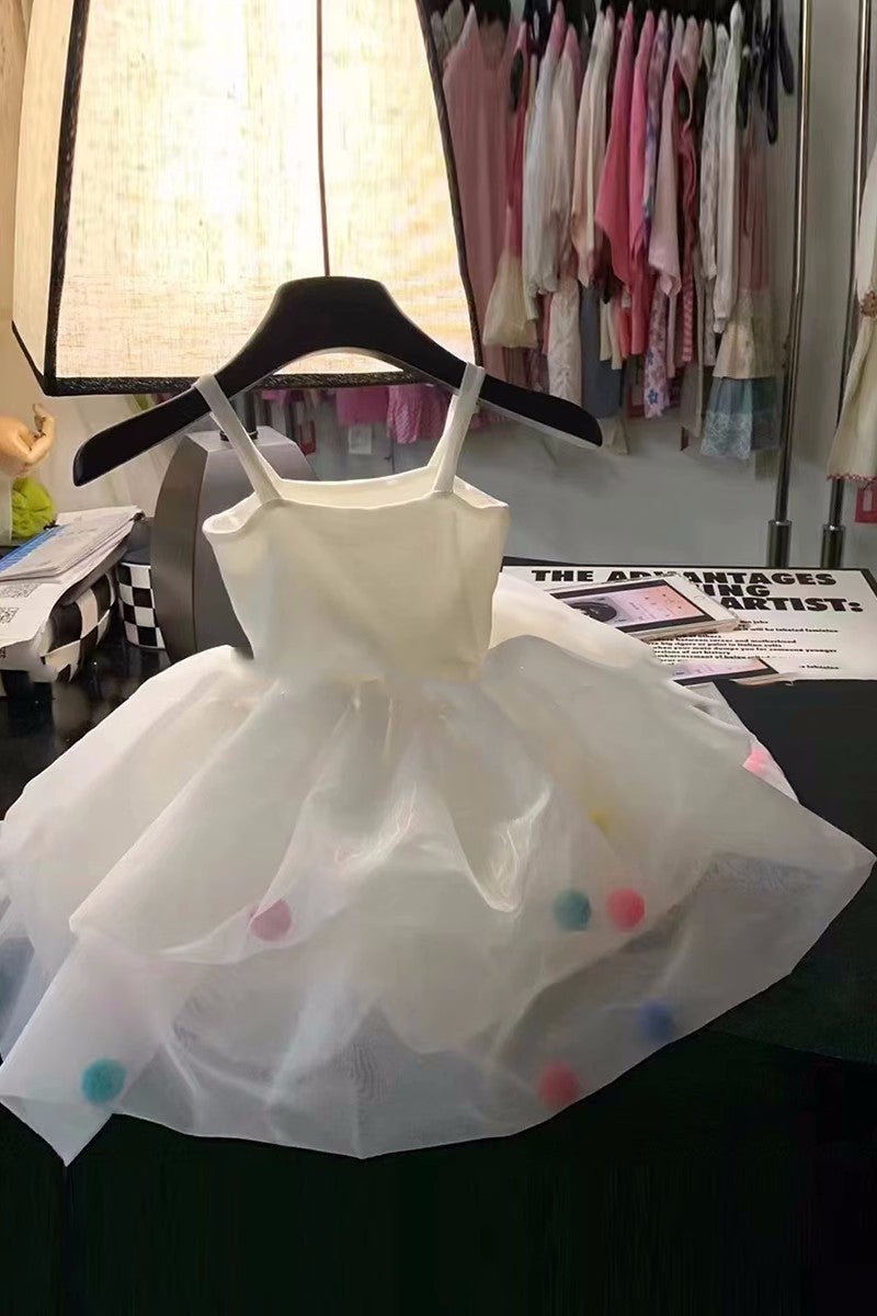 Colorful Fur Ball Sling Small Princess Dress - Eshtree