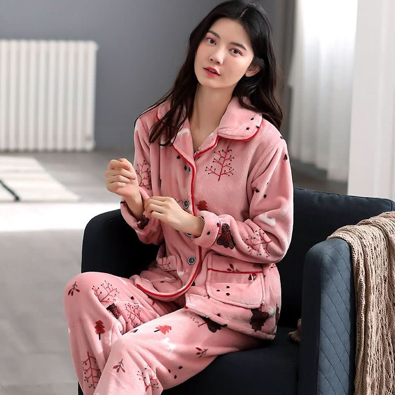 Coral Velvet Pajamas Two - piece Homewear - Eshtree