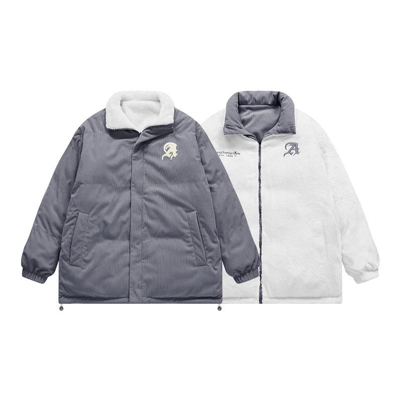 Corduroy Warm With Velvet Jacket Coat Two - sided - Eshtree