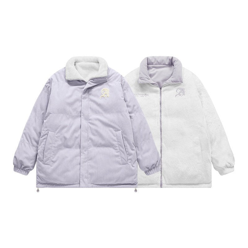 Corduroy Warm With Velvet Jacket Coat Two - sided - Eshtree