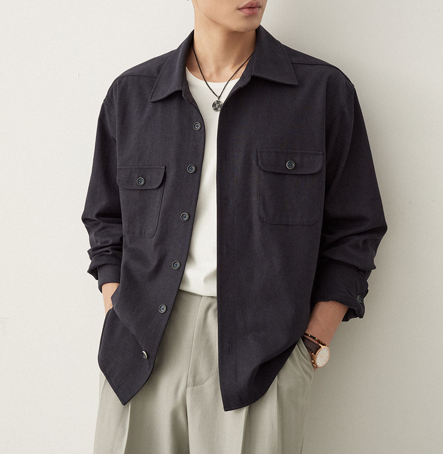 Cotton Fabric Lapel Simple Profile Shirt - Eshtree