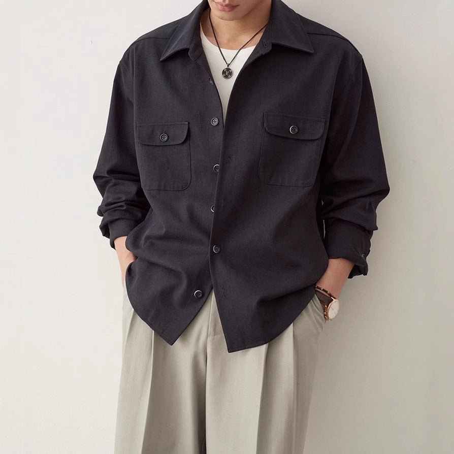 Cotton Fabric Lapel Simple Profile Shirt - Eshtree