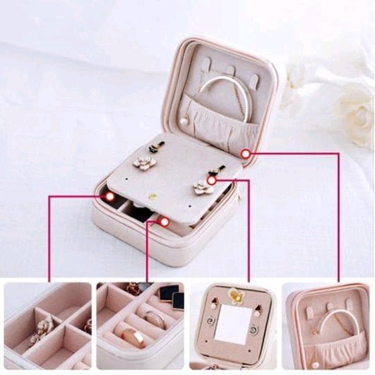 Creative travel portable jewelry box earrings earrings jewelry storage box leather small jewelry bag - Eshtree