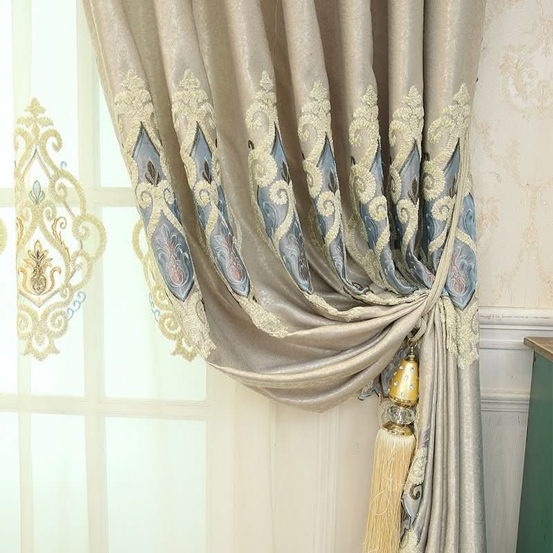 Crown European Embroidery Cloth Mesh Curtains Living Room Bedroom Simple - Eshtree