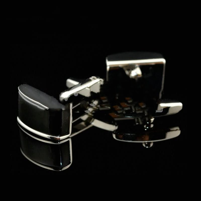 Curved Black Agate Cufflinks Cufflink - Eshtree