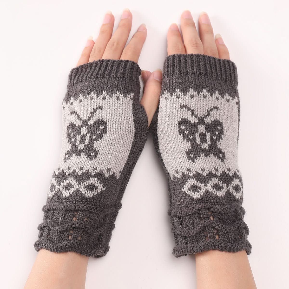 Cute Autumn And Winter Fashion New Butterfly Wool Warm Gloves - Eshtree