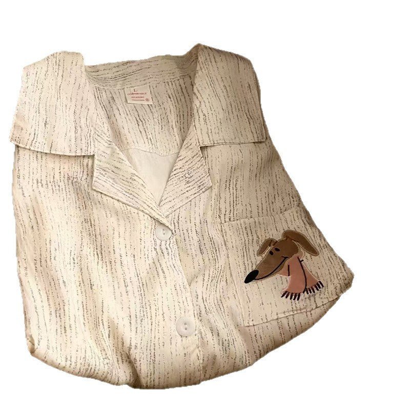 Cute Cartoon Dog Pajamas Women's Long Casual Homewear Set - Eshtree