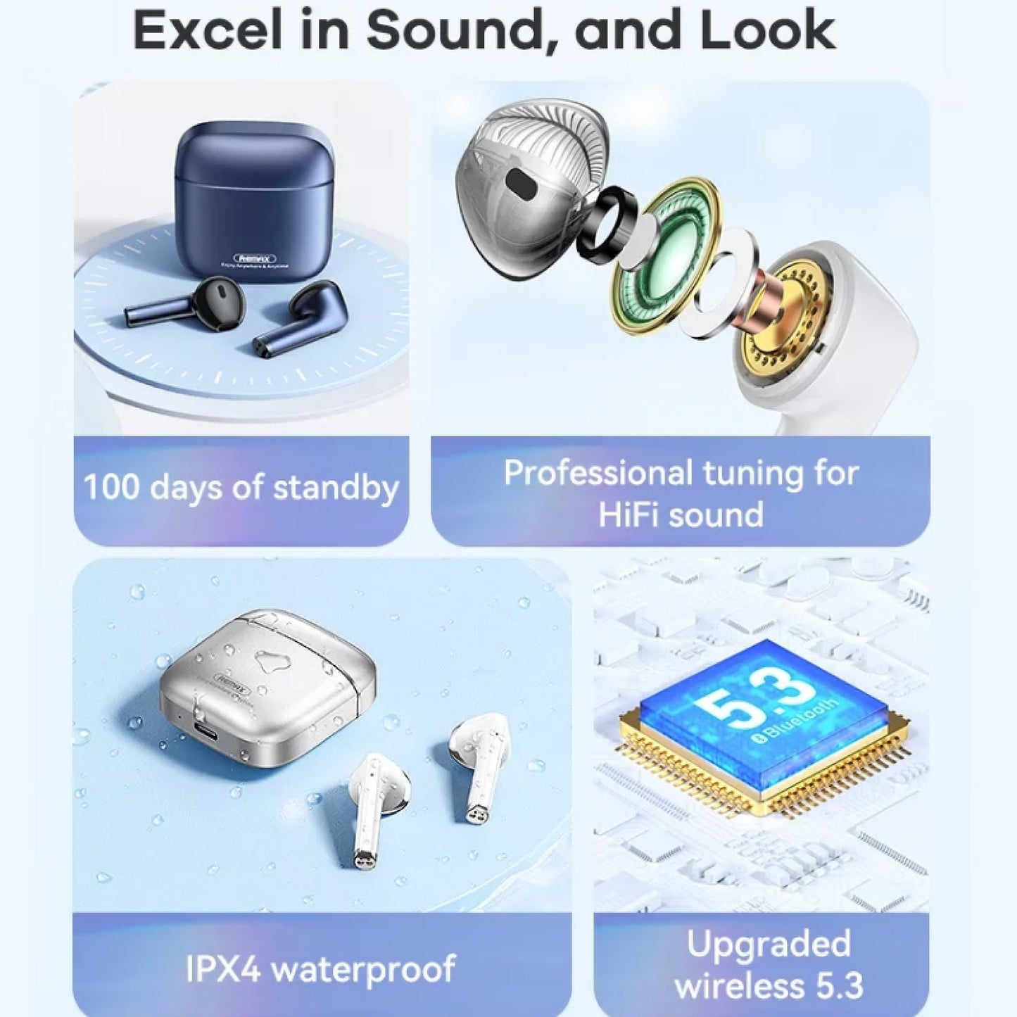 REMAX AlloyBuds 1 True Wireless Headphones ENC Intelligent Noise Reduction Headset V5.3 High Sound Quality In-ear TWS Earphones