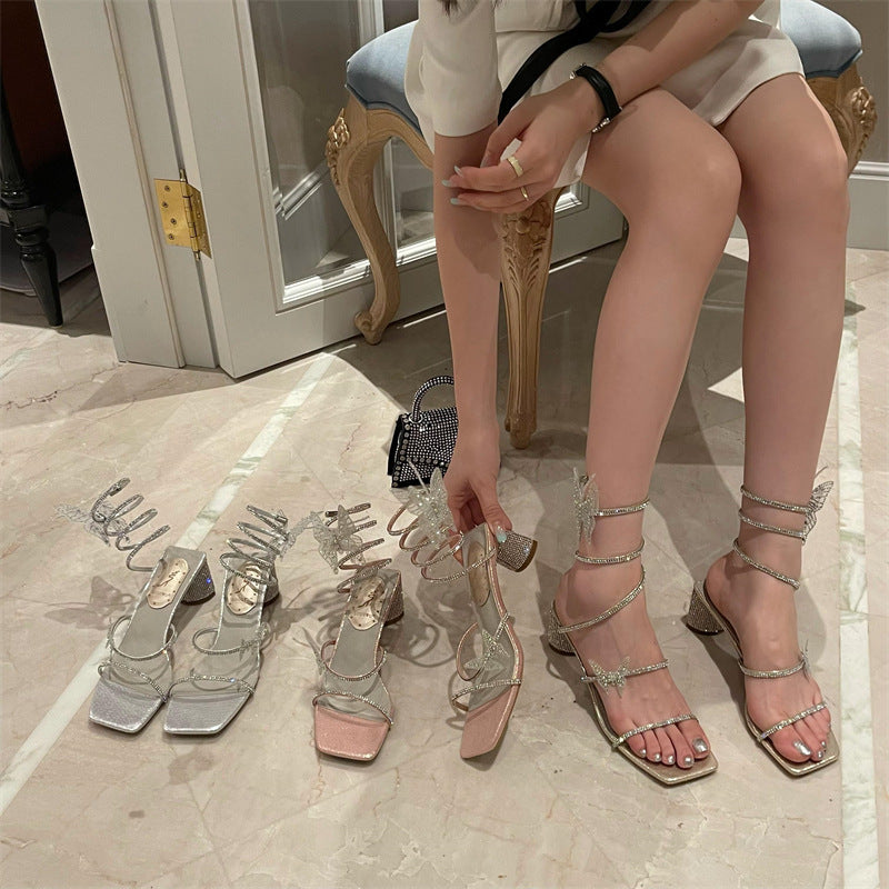 Women's High-heeled Sandals Open Toe Thin Heeled Shoes