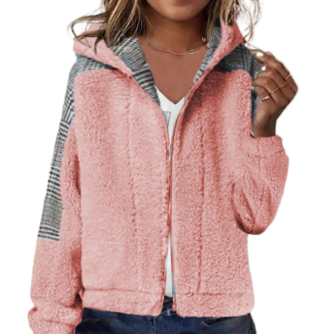 Faux Lamb Plush Thickened Fleece Thermal Hoodie Women