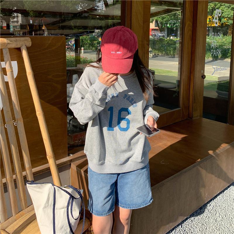 Letter Print Loose Oversized Long Sleeves Sweater Women's Top