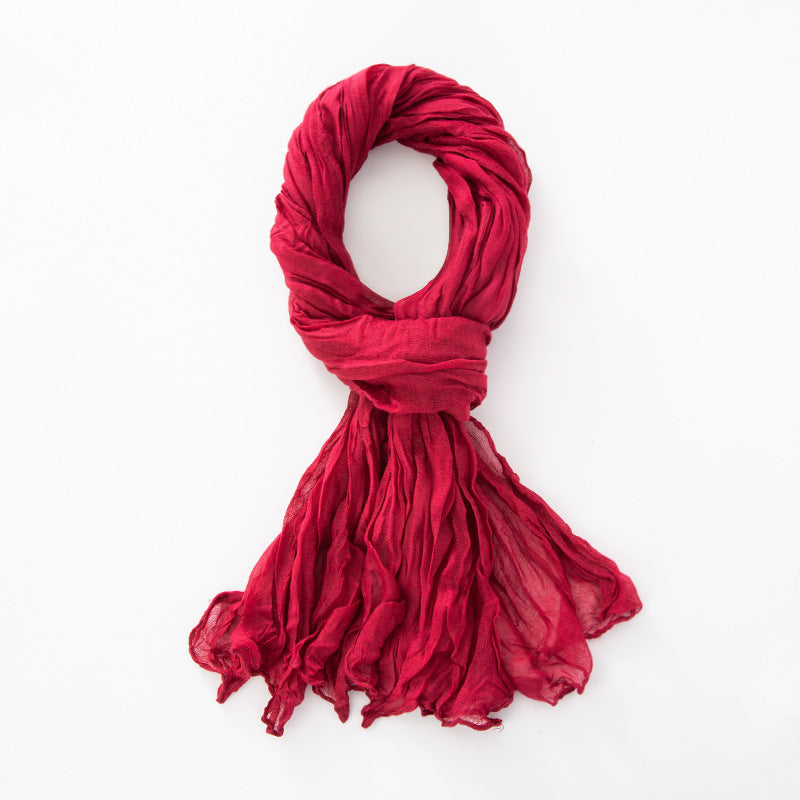 Women's Natural Wrinkle Pure Linen Scarf Shawl