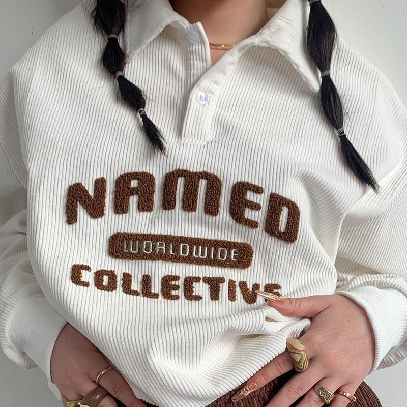 Campus Style Retro Corduroy Long-sleeved Sweater