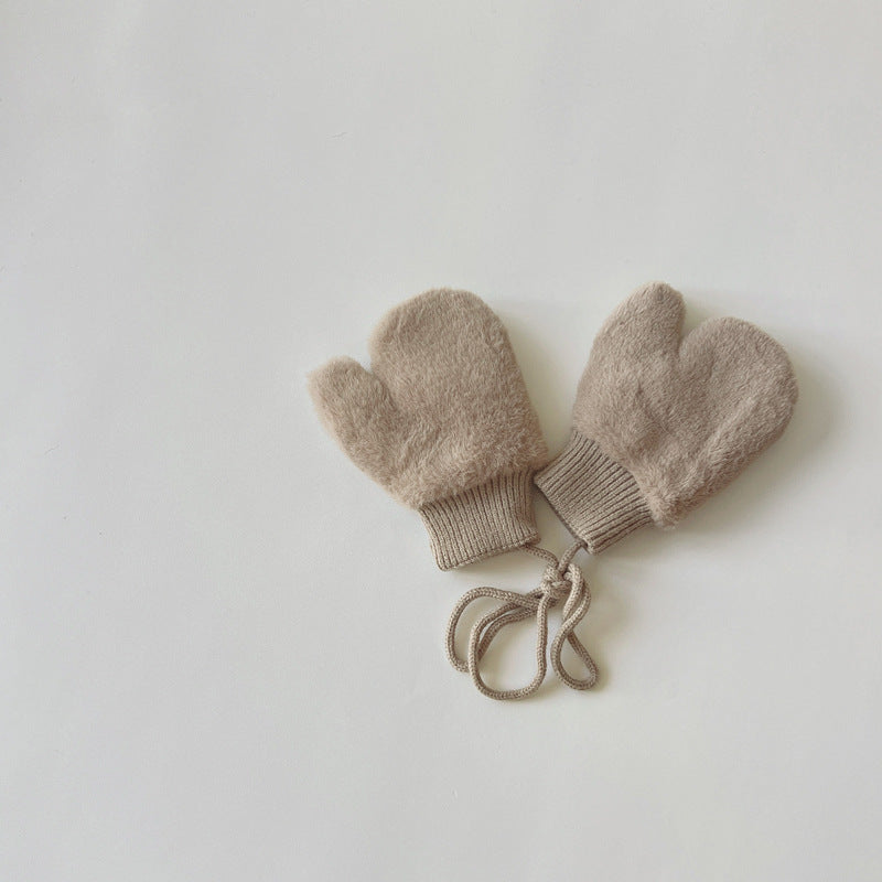Fleece-lined Warm Finger Halter Baby Gloves