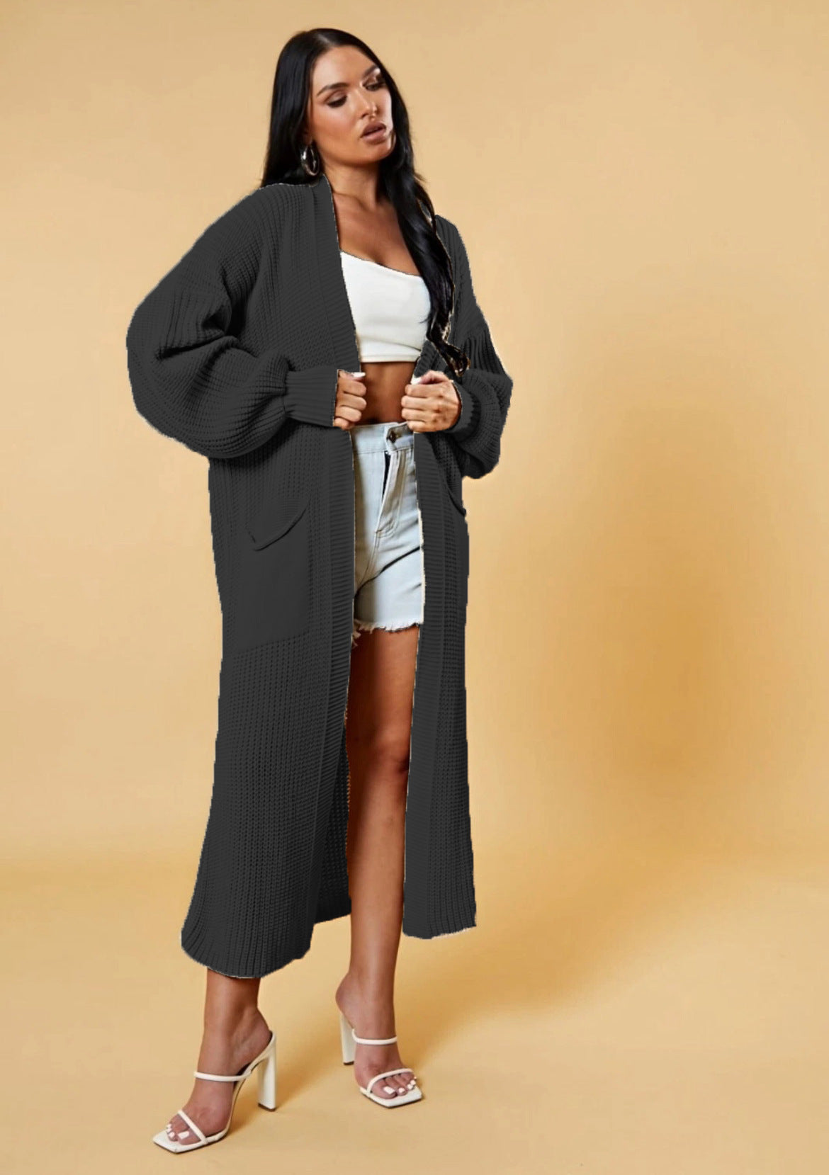 Casual Solid Color Knitwear Cross-border Plus Size Loose Long Coat Sweater