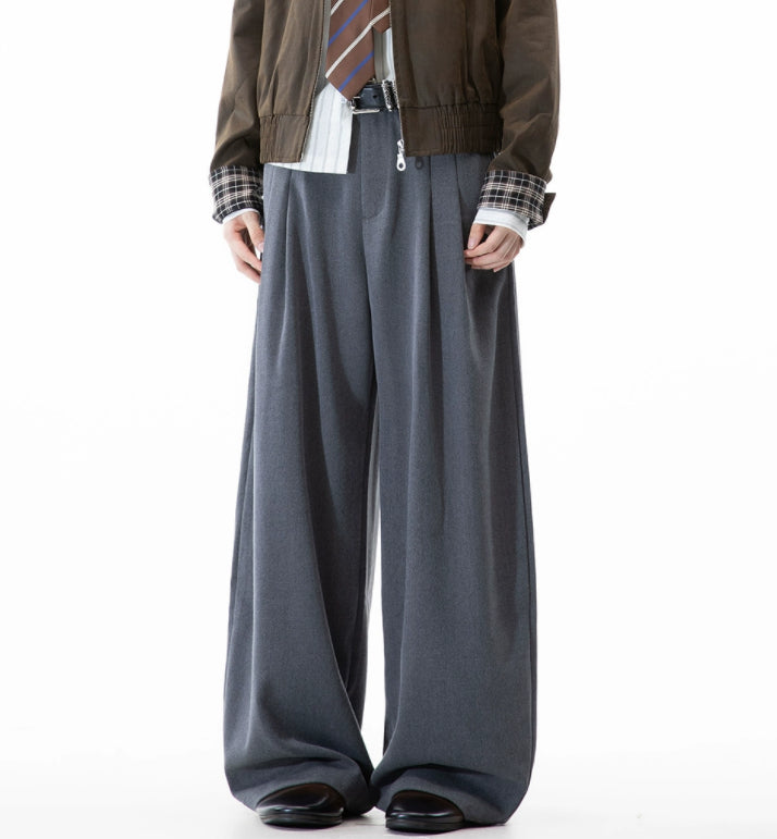 Loose Straight Leg Pleated Pants For Fall And Winter