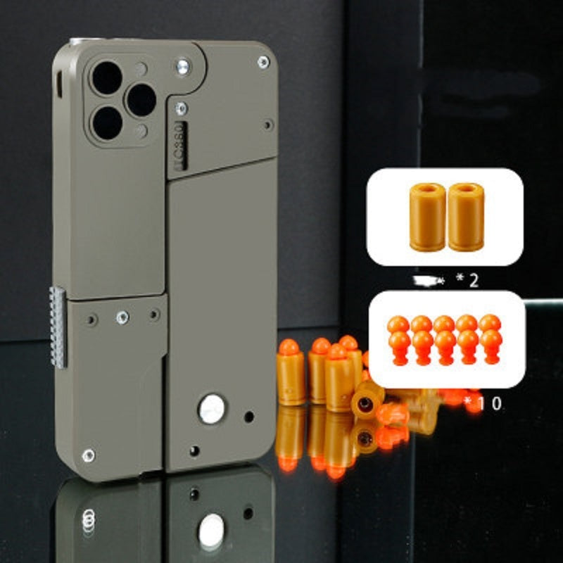 Harmless Folding Pistol Bullet Automatic Shell Throwing Toy Creative Soft Mobile Phone Appearance Gun Outdoor Interactive Kid Gift
