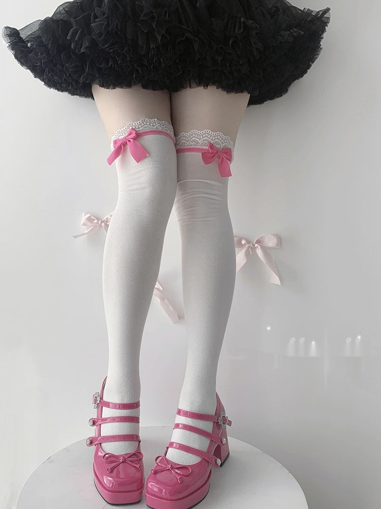 Women's Spring Bow Tube Socks Lolita Lace