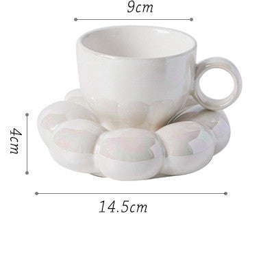Flower Ceramic Cup And Saucer Breakfast Coffee Creative Color Underglaze Color