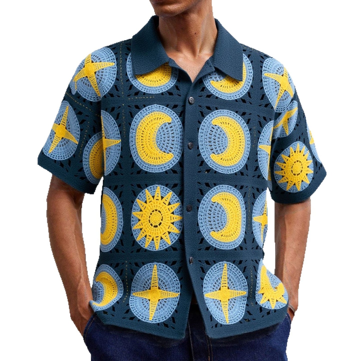 Men's Summer Short-sleeved Cardigan Sweater