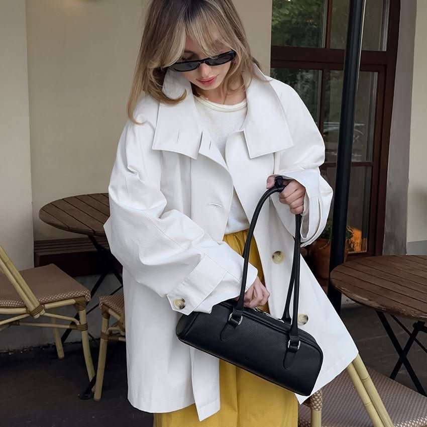 Design Mid - length Trench Coat Loose Flattering Cardigan - Eshtree