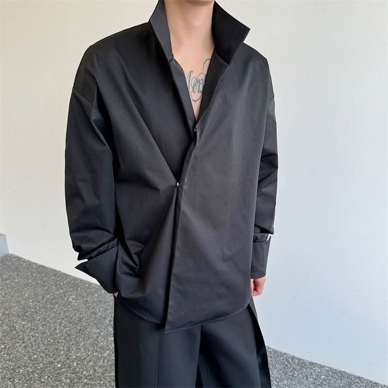 Design Sense Stand Collar Stiff Shirt Jacket - Eshtree