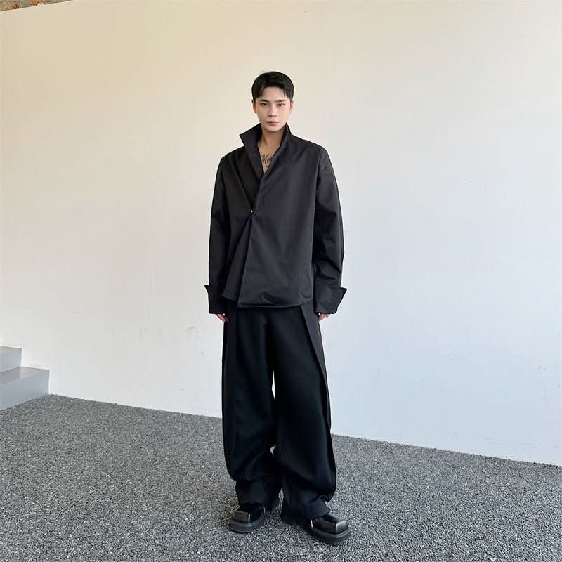 Design Sense Stand Collar Stiff Shirt Jacket - Eshtree