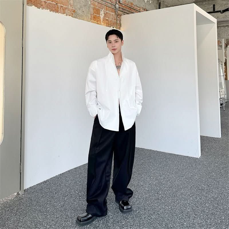 Design Sense Stand Collar Stiff Shirt Jacket - Eshtree