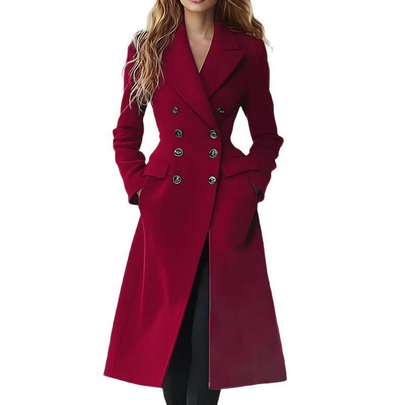 Double Breasted Long Women's Coat Fashion Reversible Woolen Jacket - Eshtree