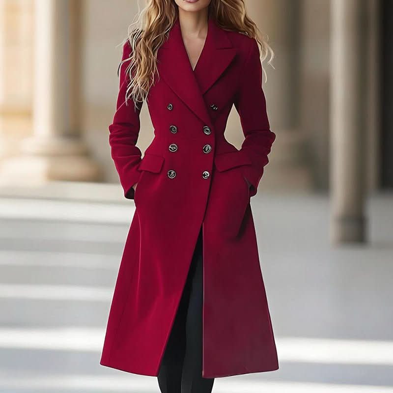 Double Breasted Long Women's Coat Fashion Reversible Woolen Jacket - Eshtree