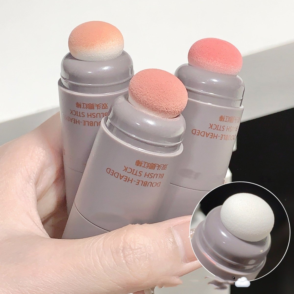 Double - headed Sponge Monochrome Blusher Natural Color Holding - Eshtree