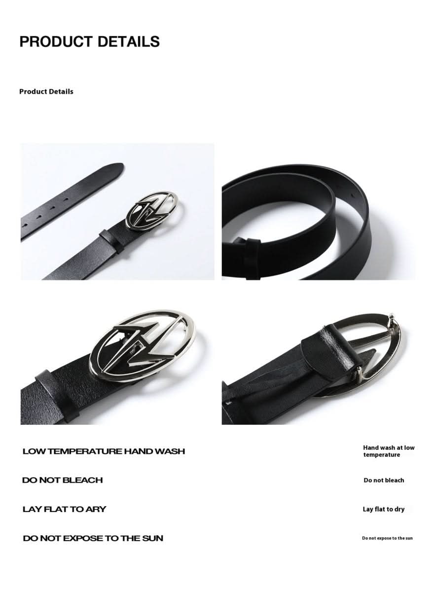 Double - layer Cowhide Belt Niche Homemade Metal - Eshtree