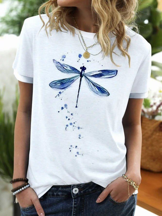 Dragonfly Short Sleeve Printed T-shirt Women - Eshtree